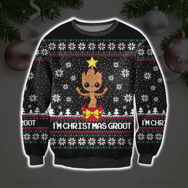 Im Christmas Groot Ugly Christmas Knit Sweater