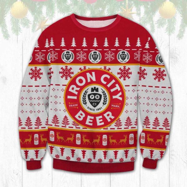 Iron City Beer Ugly Christmas Sweater Unisex Knit Wool Ugly Sweater