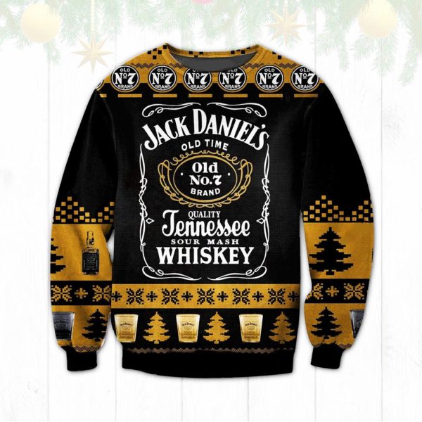 Jack Daniels Old Time Old No.7 Brand Sour Mash Whiskey christmas sweater Unisex Knit Wool Ugly Sweater