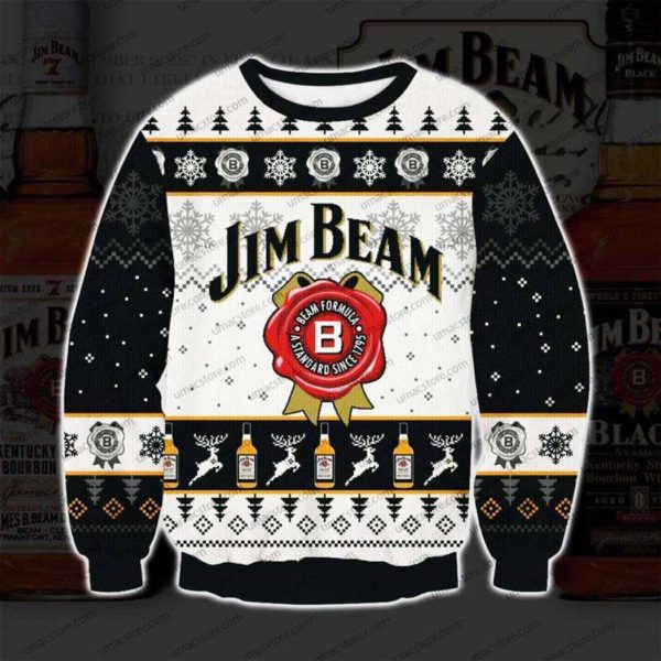 Jim Beam Beer 1795 Ugly Christmas Sweater Unisex Knit Ugly Sweater