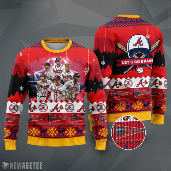 Knit Sweater Lets Go Braves Atlanta Braves WinCraft 2021 World Series Champions Ugly Christmas Sweater