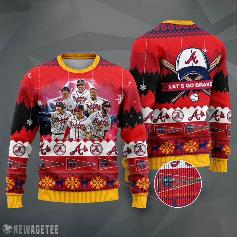 Let’s Go Braves Atlanta Braves WinCraft 2021 World Series Champions Ugly Christmas Sweater