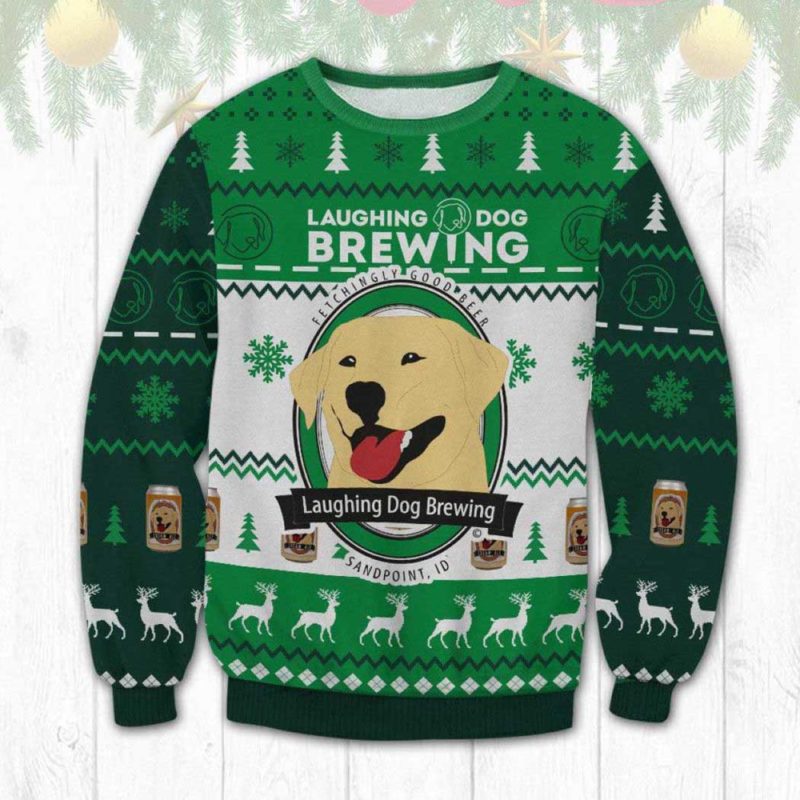 Laughing Dog Brewing Ugly Christmas Sweater  Unisex Knit Wool Ugly Sweater