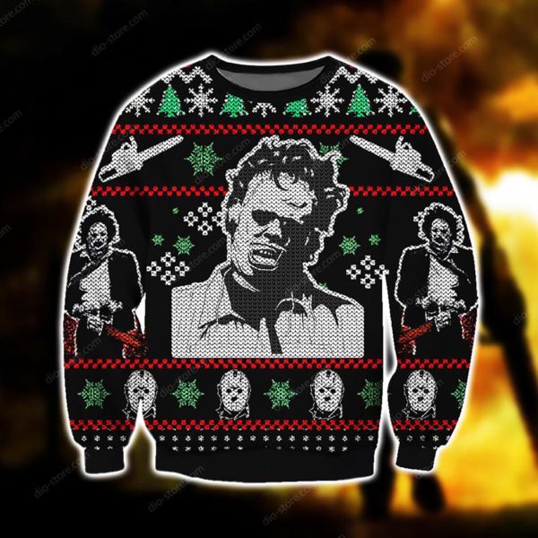 Leatherface Ugly christmas sweater Unisex Knit Wool Ugly Sweater