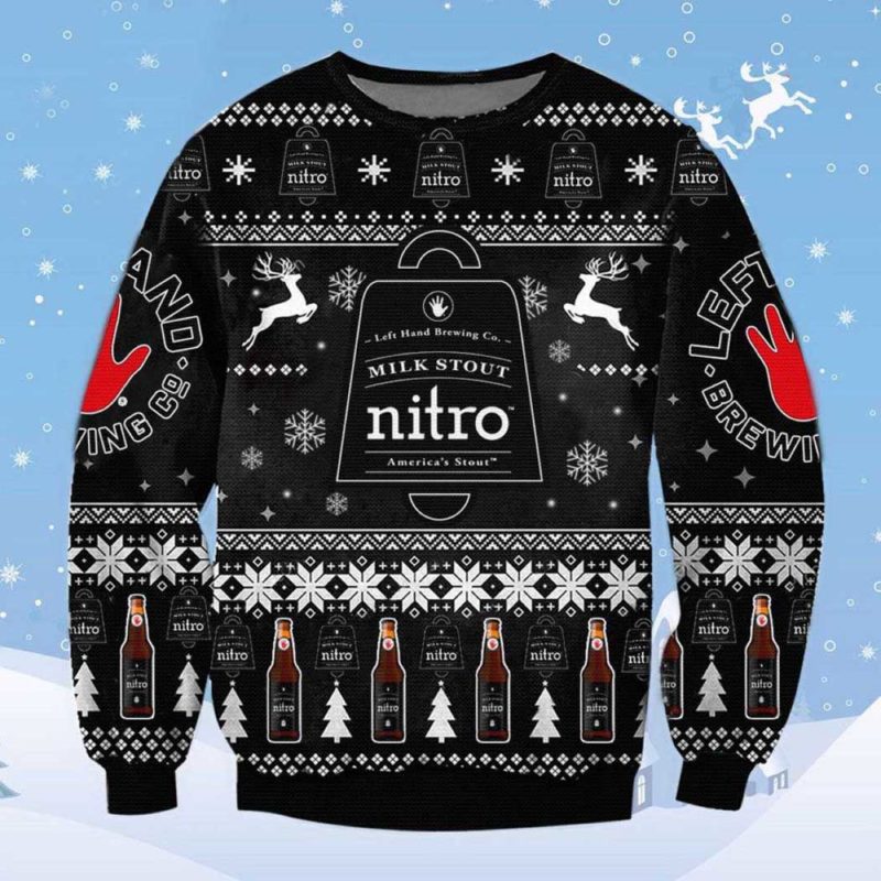 Left Hand Milk Stout Nitro Ugly Christmas Sweater Unisex Knit Wool Ugly Sweater