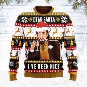 Leo Meme Dear Santa I’ve Bee Nice Ugly Christmas Sweater Unisex Knit Wool Ugly Sweater