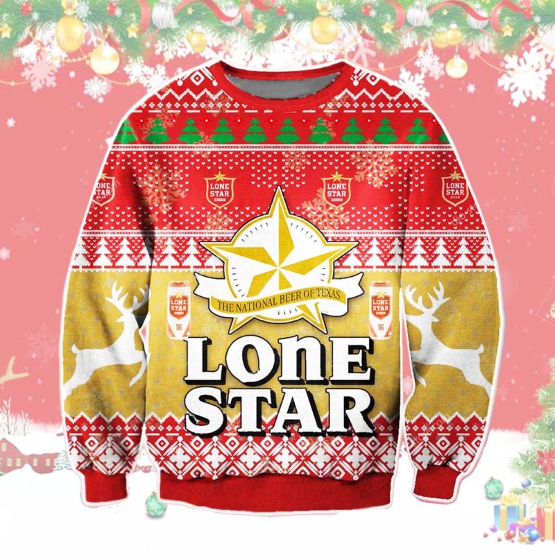 Lone star National Beer of Texas Ugly Christmas Sweater Unisex Knit Ugly Sweater