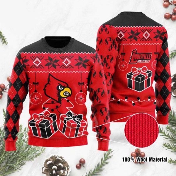 Louisville Cardinals Ugly Christmas Sweater Unisex Knit Wool Ugly Sweater