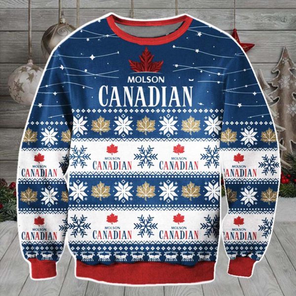 Molson Canadian Ugly Christmas Sweater Unisex Knit Ugly Sweater