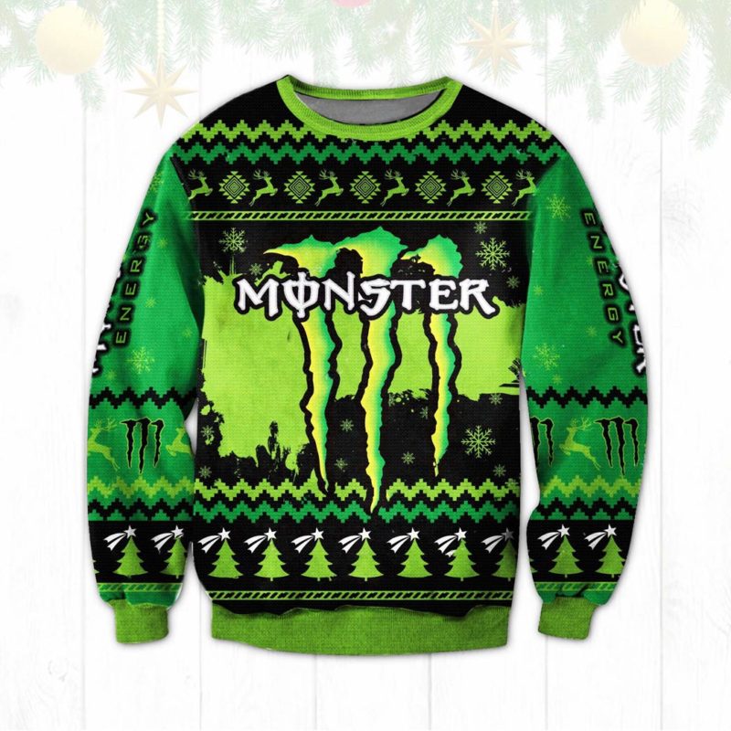 Monster Energy Ugly Christmas Sweater Unisex Knit Ugly Sweater