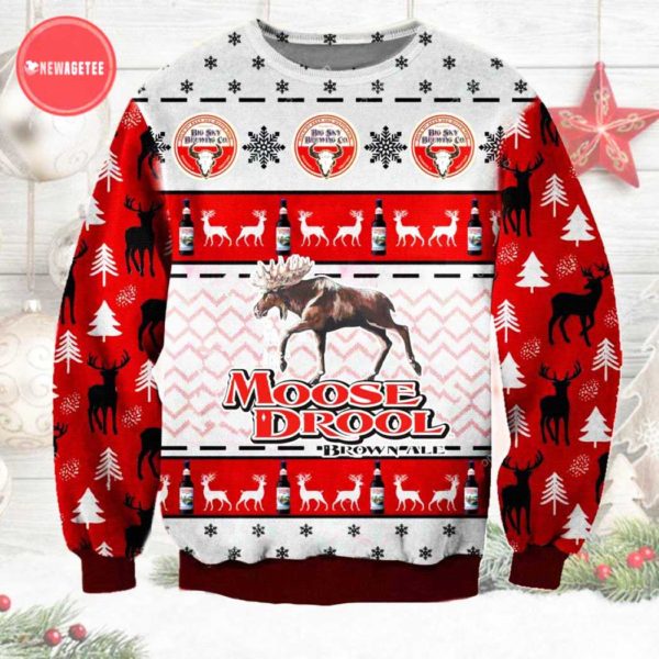 Moose Drool Brown Ale Ugly Christmas Sweater Unisex Knit Wool Ugly Sweater