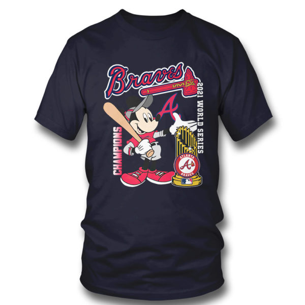 Navy T Shirt Atlanta Braves Mickey Mouse World Series Champions 2021 MLB shirt