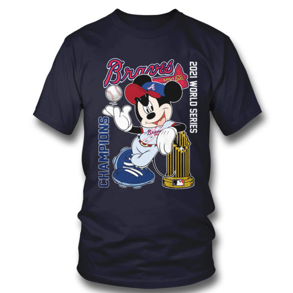 Navy T Shirt Atlanta Braves World Series Champions 2021 MLB Mickey Mouse shirt