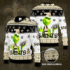 New Orleans Saints Grinch Knit Ugly Christmas sweater