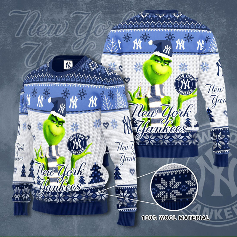 New York Yankees MLB Grinch Knit Ugly Christmas sweater