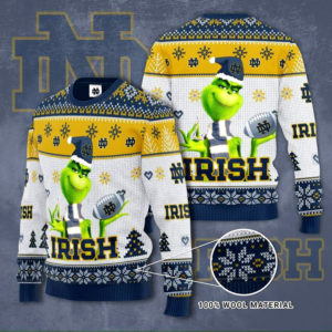 Notre Dame Fighting Irish Grinch Knit Ugly Christmas sweater