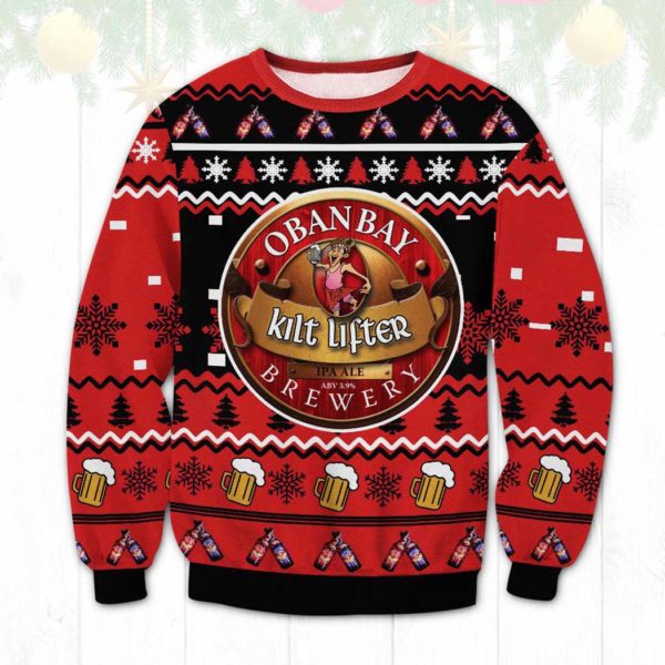 Oban Bay Kilt Lifter IPA ALE Ugly Christmas Sweater Unisex Knit Ugly Sweater