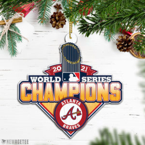Ornament Decoration 4X World Series Champions 2021 Atlanta Braves Wood Christmas Ornament
