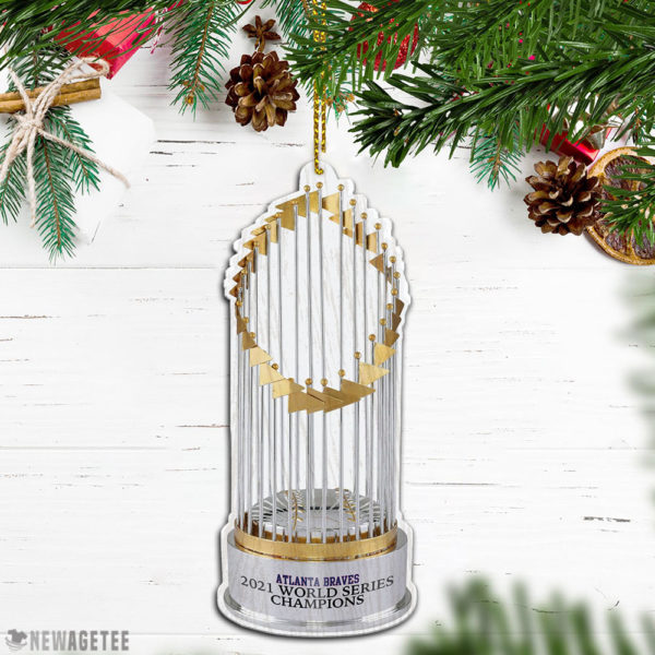 Ornament Decoration Atlanta Braves 2021 World Series Champions Replica Trophy Wood Christmas Ornament