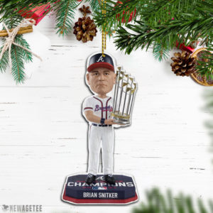 Brian Snitker Atlanta Braves 2021 World Series Champions Wood Christmas Ornament