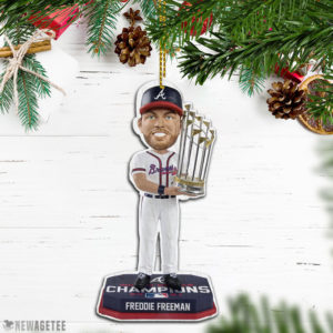 Freddie Freeman Atlanta Braves 2021 World Series Champions Wood Christmas Ornament