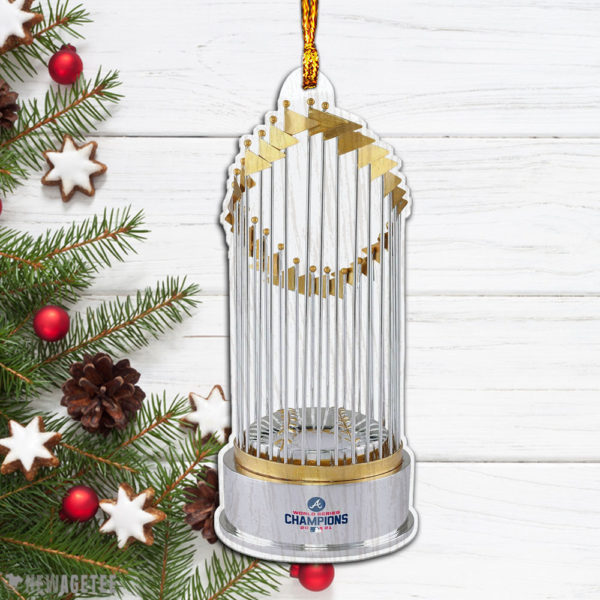 Ornament Gift Atlanta Braves 2021 World Series Champions Replica Trophy Wood Christmas Ornament 1