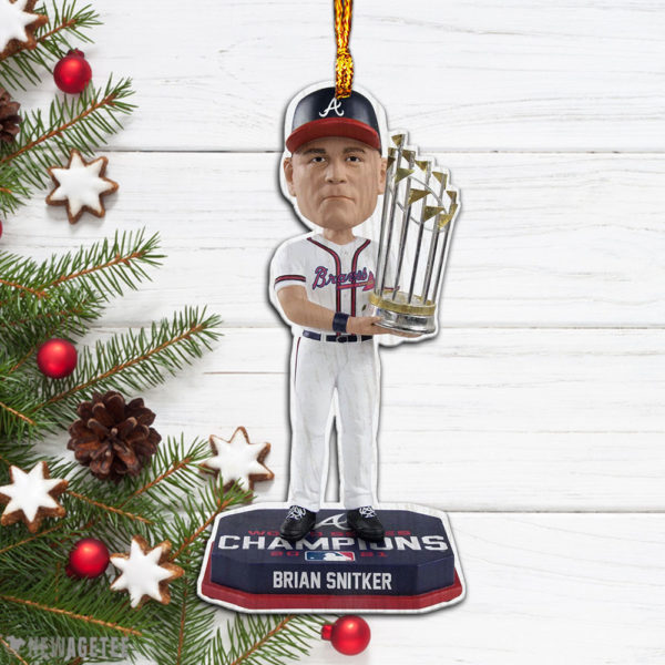 Ornament Gift Brian Snitker Atlanta Braves 2021 World Series Champions Wood Christmas Ornament