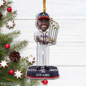 Ornament Gift Ozzie Albies Atlanta Braves 2021 World Series Champions Wood Christmas Ornament
