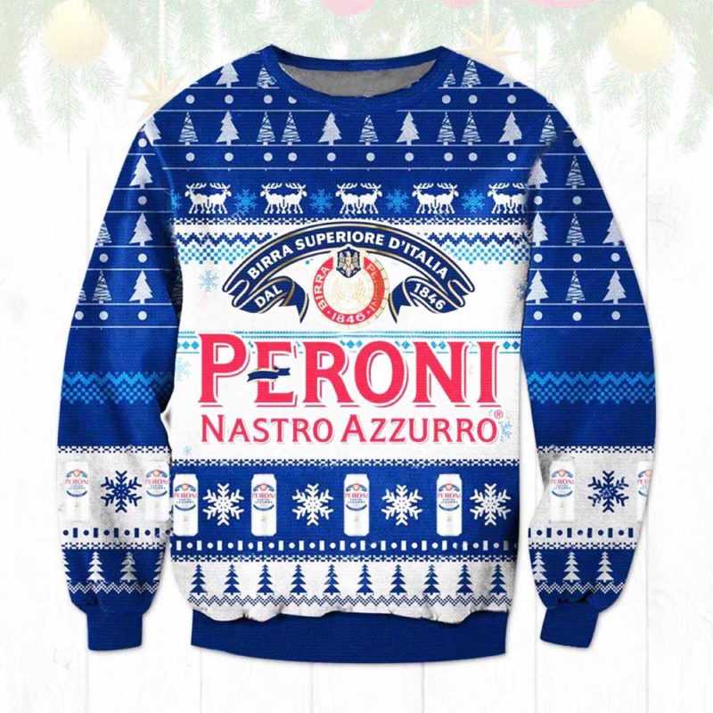 Peroni Nastro Azzurro Ugly Christmas Sweater Unisex Knit Wool Ugly Sweater