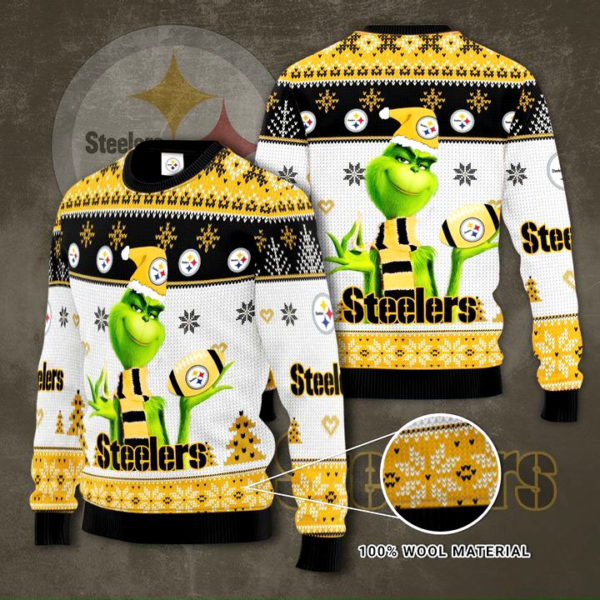 Pittsburgh Steelers Grinch Knit Ugly Christmas sweater