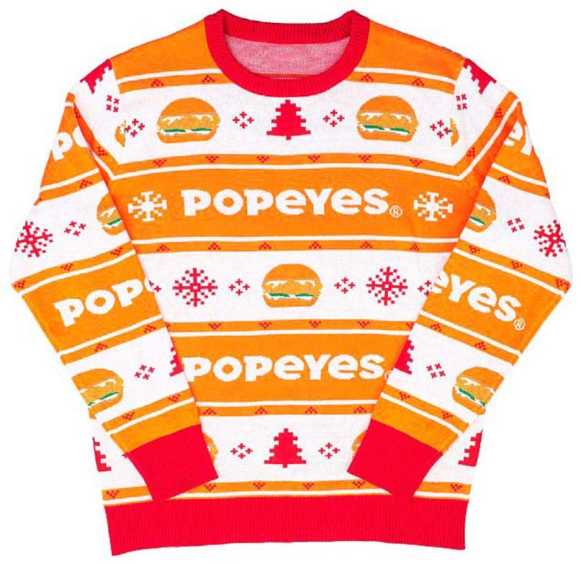 Popeyes Chicken Sandwich Ugly Christmas Knit Sweater Popeyes Chicken Sandwich Ugly Christmas Knit Sweater