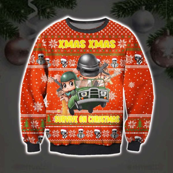 Pubg Game Ugly Christmas Sweater Unisex Knit Sweater