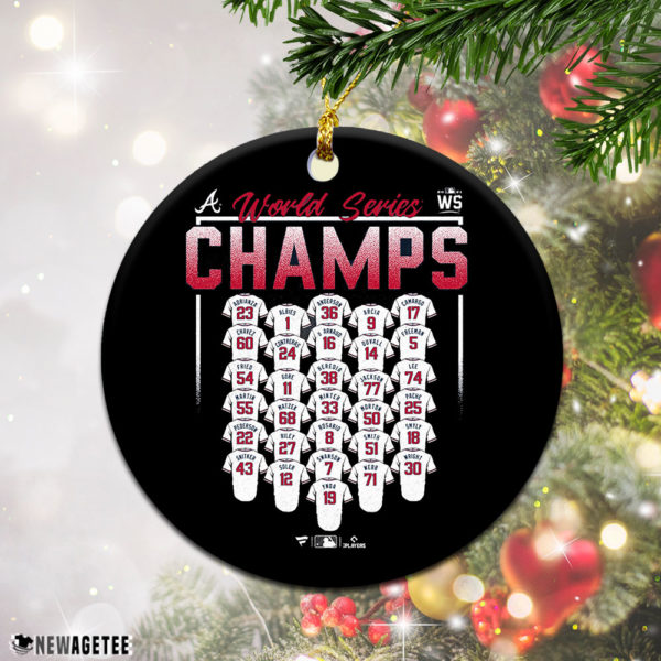 Round Ornament Atlanta Braves 2021 World Series Champions Jersey Roster Christmas Ornament