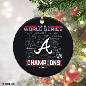 Round Ornament Atlanta Braves 2021 World Series Champions Signatures Christmas Ornament