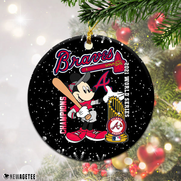 Round Ornament Atlanta Braves Mickey Mouse World Series Champions 2021 Christmas Ornament
