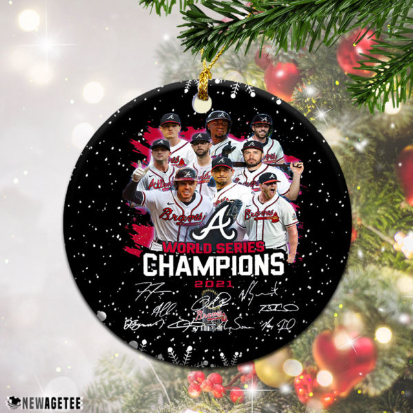 Round Ornament Atlanta Braves World Series Champions 2021 Signatures Christmas Ornament