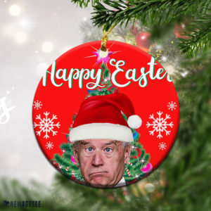 Round Ornament Happy Easter Joe Biden President Christmas Ornament