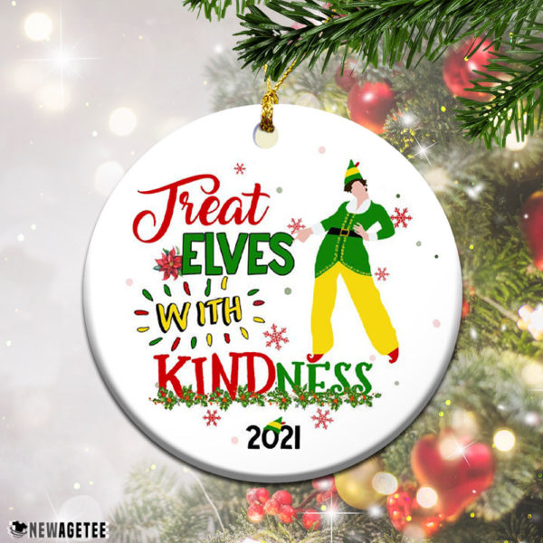 Round Ornament Harry Styles Treat Elves With Kindness Christmas Tree Ornament