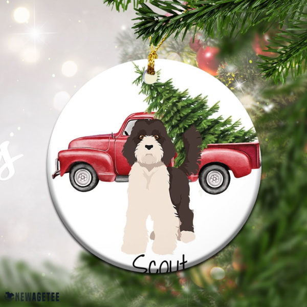 Round Ornament Labradoodle Parti Christmas Ornament Personalized
