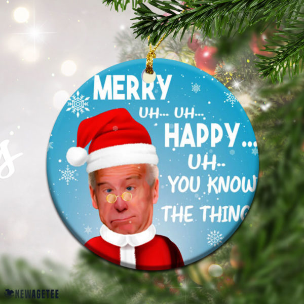 Round Ornament Lets Go Brandon Funny Biden Commemorative Christmas Ornament