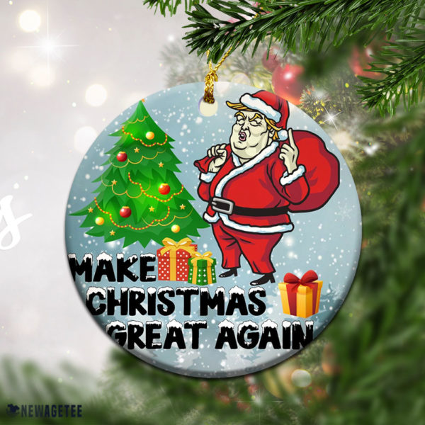 Round Ornament Make Christmas Great Again Funny Trump Santa Christmas Ornament