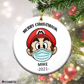 Round Ornament Mario Merry Christmas Ornament 2021 Personalized Custom Name