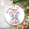 Round Ornament Personalized Baby Elephant Girl My First Christmas Ornament