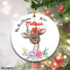 Round Ornament Personalized Baby Girl Deer My First 1st Christmas Ornament