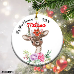 Personalized Baby Girl Deer My First 1st Christmas Ornament