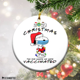 Round Ornament Snoopy 2021 The One Where We Were Vaccinated Pandemic Christmas Ornament