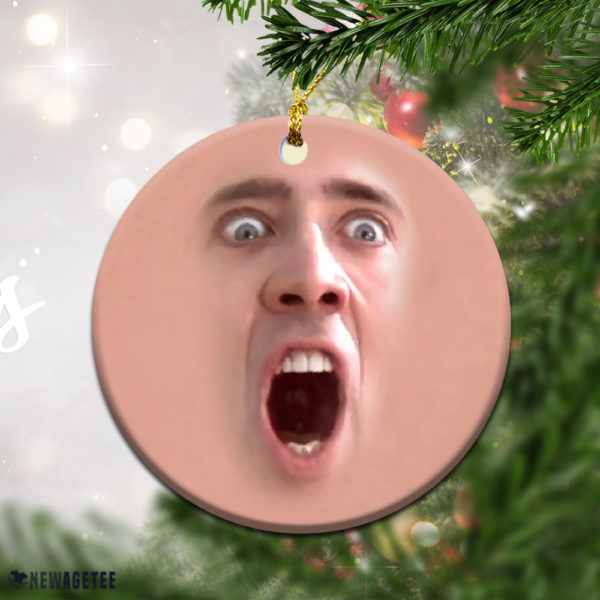 Round Ornament St Nicolas Cage Face Off Christmas Funny Christmas Ornaments