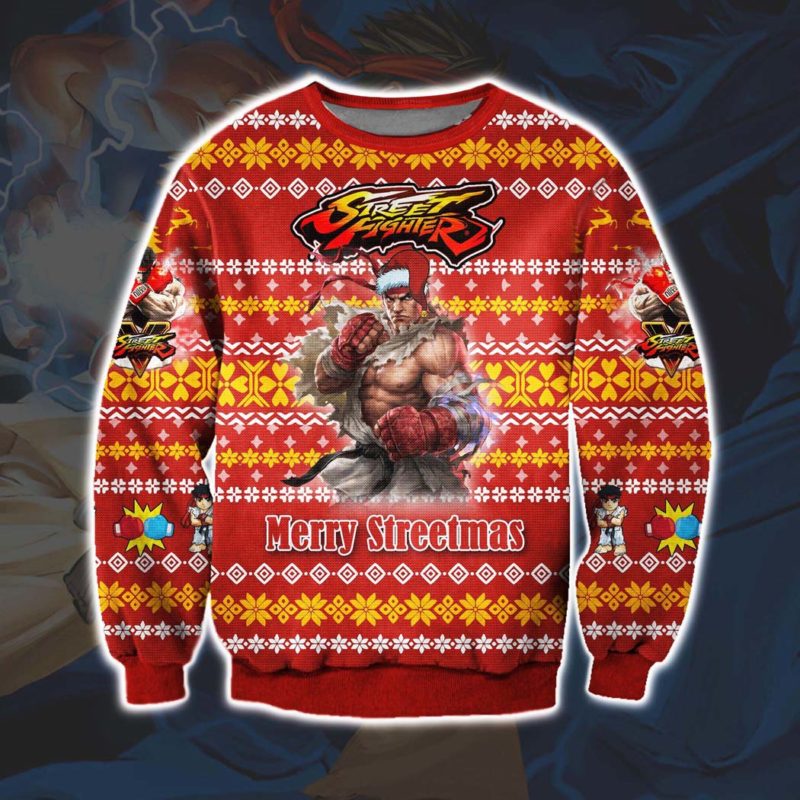 Ryu Street Fighter Ugly Christmas Sweater Unisex Knit Sweater