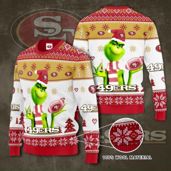 San Francisco 49ers Grinch Knit Ugly Christmas sweater