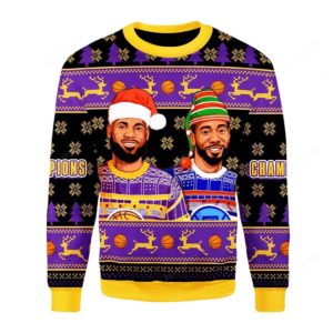 Santa Lebron James Basketball Legends Merry Ugly Christmas Knit Sweater